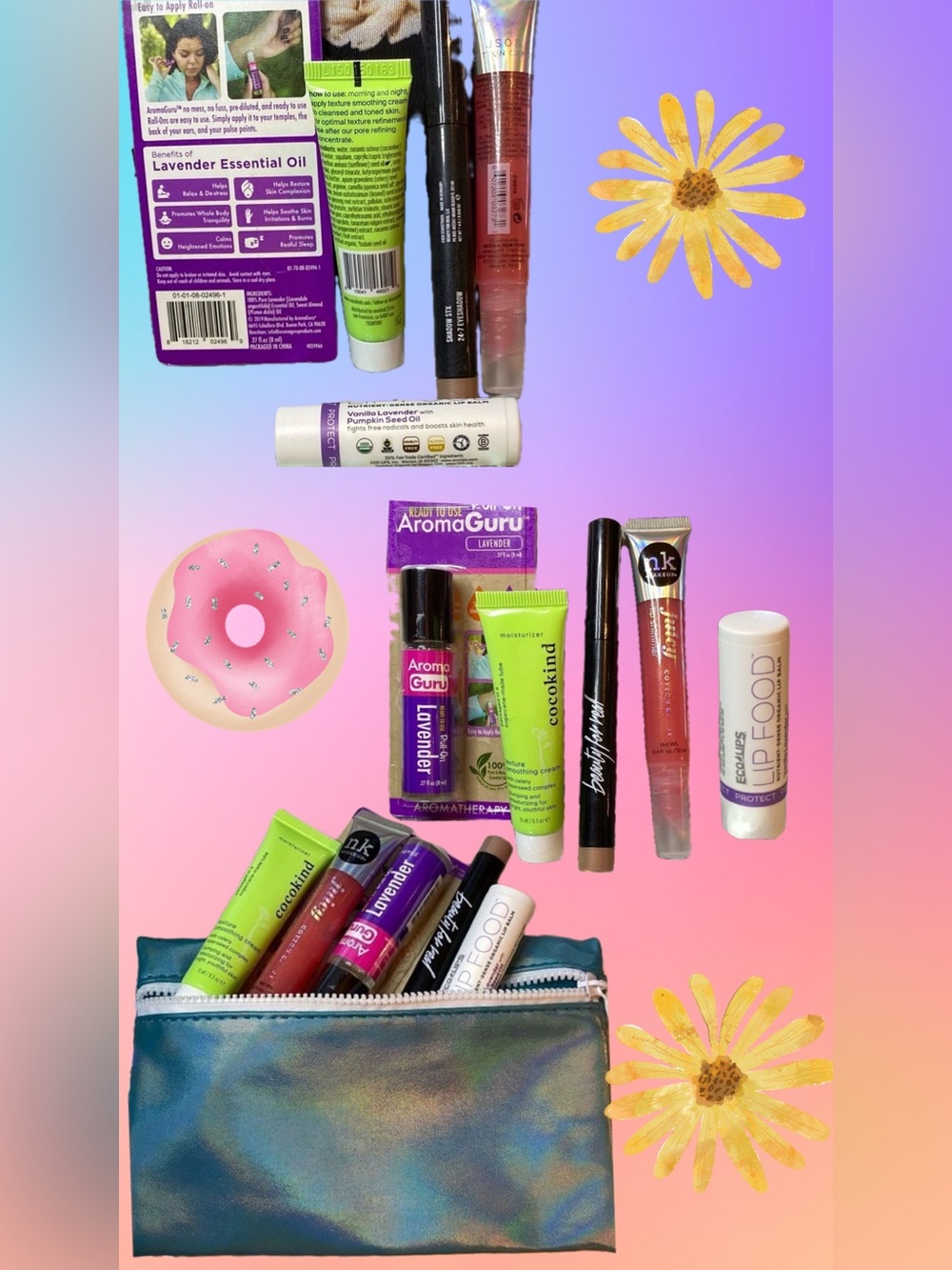 Must Haves Bundle
Lavender Relaxer Roll On, Lip Gloss,
Eye Shadow + mere